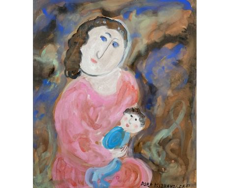 Dora HOLZHANDLER (1928-2015)Mother and Child IVGouacheSigned and dated '87Inscribed to verso41 x 35cmThe Personal Collection 