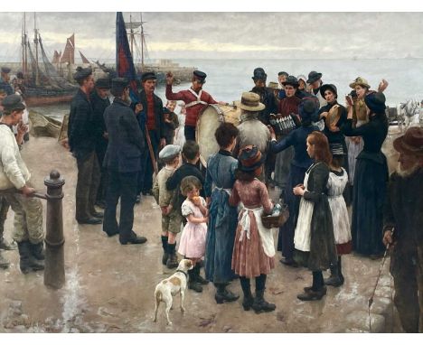 Stanhope Alexander FORBES (1857-1947)Soldiers and Sailors, Exhibited at The Royal Academy 1891Oil on canvas, linedSigned150x1