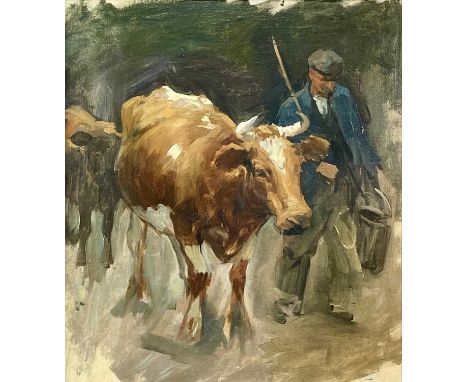 Stanhope Alexander FORBES (1857-1947)Bringing In The HerdOil on canvas laid on board55.5x50cmProvenance: Phillips London 10th