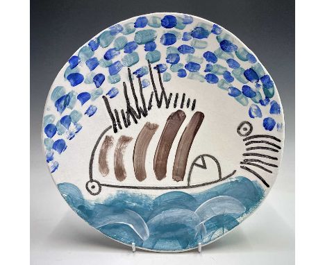 Tony SHIELS (1938)Painted ceramic dishInitialled to baseDiameter 31cm