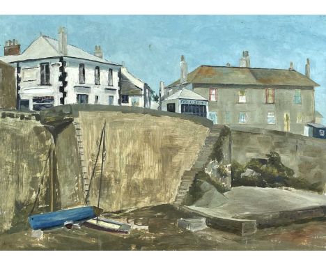 Marjorie MORT (1906-1989)Mousehole HarbourOil on boardSigned, inscribed 'Newlyn Harbour' and dated 1971 to verso46 x 61cmThe 