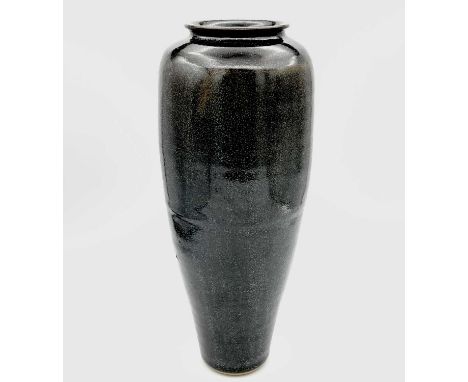 Alan BROUGHA slender baluster studio pottery vase with dark blue mottled glazeImpressed potters sealHeight 30cmThe Personal C