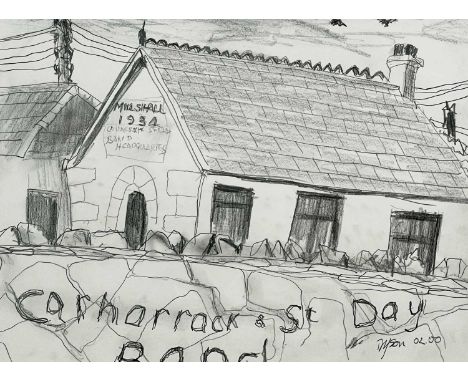 Julian DYSON (1936-2003)Carharrack & St Day Band HeadquartersPencil drawingSigned and dated 02.0029 x 40cmThe Personal Collec