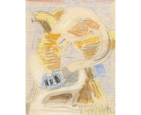 ADOLF RIEDLIN Laufen/Baden 1892 - 1969 Freiburg/Brsg.: Schnitterin. Farb- und Bleistiftzeichnung 1947. Monogrammiert (ligiert