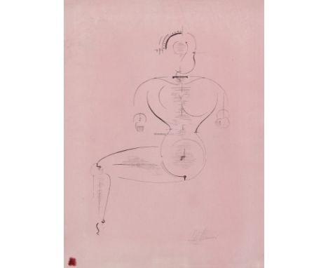 OSKAR SCHLEMMER Stuttgart 1888 - 1943 Baden-Baden: Figur von der Seite (Figur H2; Sitzende). Lithographie 1921.  Grohmann GL 