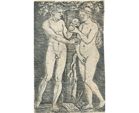 HANS SEBALD BEHAM Nürnberg 1500 - 1550 Frankfurt/M.: Adam und Eva. Kupferstich 1529. Bartsch app. 1. Pauli 5. Hollstein S. 3,
