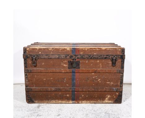 Louis Vuitton, vintage steamer trunk, wooden carcass, wooden slats, width 90cm.
