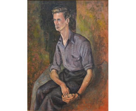 Robert Hargraves, Portrait of Frank Overton, signed and dated September 4th 1952, oil on canvas, 58cm x 43cm.