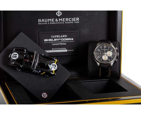 BAUME AND MERCIER 'SHELBY COBRA' LIMITED EDITION  STAINLESS STEEL AUTOMATIC WRIST WATCH,  one of 1963, the dial with Arabic h