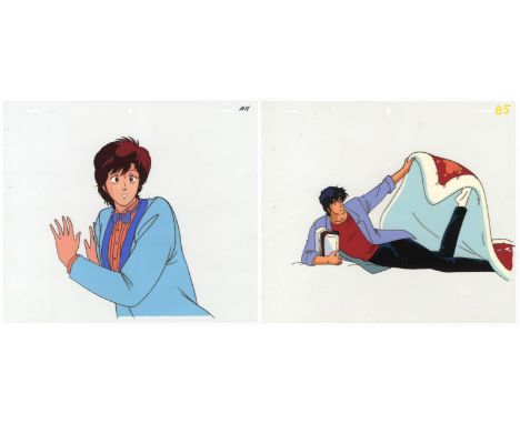 Set of 2 cels:   Character: Kaori Makimura / Ryo Saeba   Series: City Hunter   Studio: Sunrise   Date: 1987-1999   Condition: