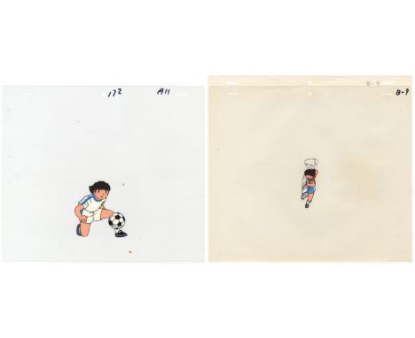 Set of 2 cels:   Character: Tsubasa Oozora   Series: Captain Tsubasa   Studio: Tsuchida Production   Date: 1983-1995   Condit