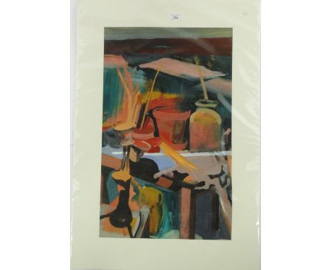 Juanita Homan
acrylic on board, abstract still life, 27.5" x 17", and Colin Booth, Limited Edition colour print, abstract, (2