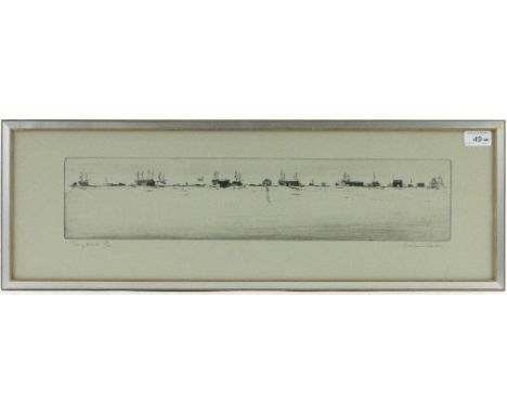 Graham Clarke (born 1941),
etching, Long Beach, signed in pencil no. 81/100, p 4.5" x 21", framed.