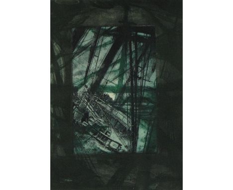 William McLean,
colour etching, "Adams Clan," from "A Night Of Islands," 1991, 29.5" x 21", framed.