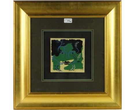 John Piper (1903-1992),
ceramic tile, abstract face, signed in the image, 6.5" x 6.5".