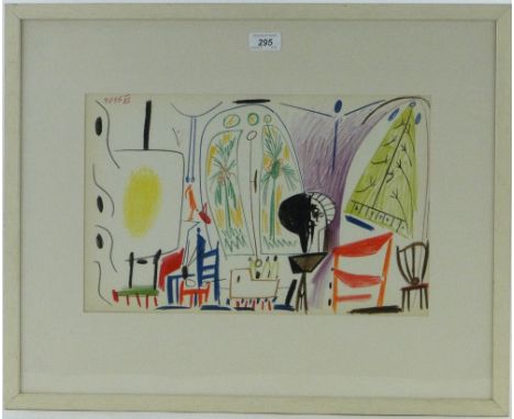 After Picasso,
Limited Edition colour lithograph, In The Studio, Published by Mourlot 1959, no. 469/1500, 10.5" x 16", framed
