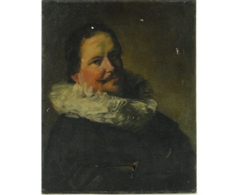 Mrs A Bankes,
oil on canvas, portrait of a man wearing a ruff, inscribed on stretcher, 25" x 20", unframed.