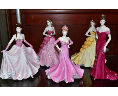 FIVE COALPORT FIGURES, comprising limited edition 'First Night' No.1730/12500, 'Golden Anniversary', 'Ruby Anniversary', 'Esp