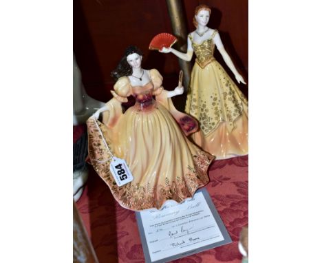 TWO ROYAL WORCESTER FIGURES, 'ROMANY BALL' limited edition 276/500 modelled by Richard Moore (certificate) and 'Lauren' exclu