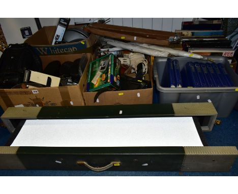 FIVE BOXES OF ASSORTED PHOTOGRAPHIC EQUIPMENT AND ACCESSORIES, etc, including a boxed Photax Solar colour viewer, three pairs
