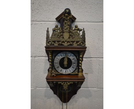 A FRANZ HERMLE 261-080A WALL CLOCK (missing weights) and a modern barometer (2)