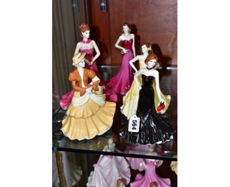 FIVE COALPORT FIGURES, comprising three from Sentiments 'Rendezous', 'special Occasion' and 'Thinking of You' and two from Cl