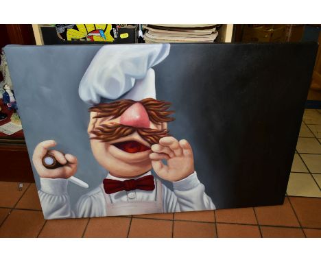 'SWEDISH CHEF' PORTRAIT OF THE MUPPETS CHARACTER, created by Jim Henson and Frank Oz, unsigned oil on box canvas, size approx