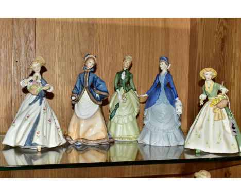 FIVE ROYAL WORCESTER FIGURES, comprising four from four seasons 'Spring Morn', 'Summers Day', 'Autumn Song' and 'Winters Morn