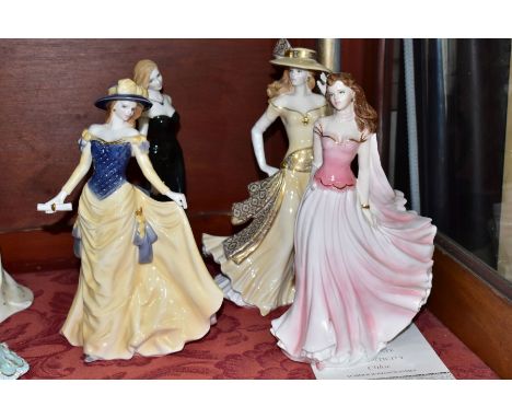 FOUR ROYAL WORCESTER FIGURES FROM SUMMER ROMANCE SERIES, comprising 'Chloe' (certificate), 'Alice', 'Tanya' all modelled by R