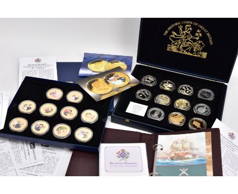 HISTORIC COINS OF GREAT BRITIAIN, a quantity of the Flight of Concorde silver proof coins, two 25 dollar gilded silver proof,