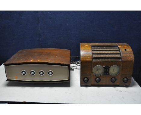 A PYE MODEL 1005 VINTAGE RECORD PLAYER and a Goblin Timespot Valve Radio (both untested) (2)