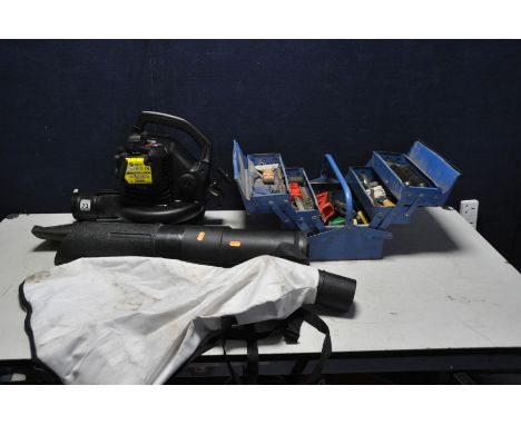 A McCULLOCH BVM240 PETROL GARDEN VAC/BLOWER (engine pulls freely but hasn't been started) and a Metal toolbox with hand tools