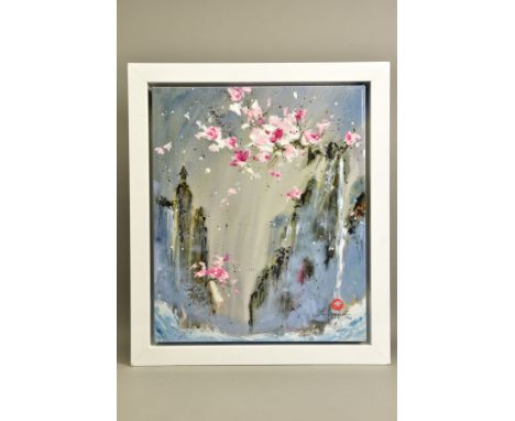 DANIELLE O'CONNOR AKIYAMA (CANADA 1957) 'THE THING ABOUT LOVE II' a limited edition print of towering cliffs and blossoms 25/
