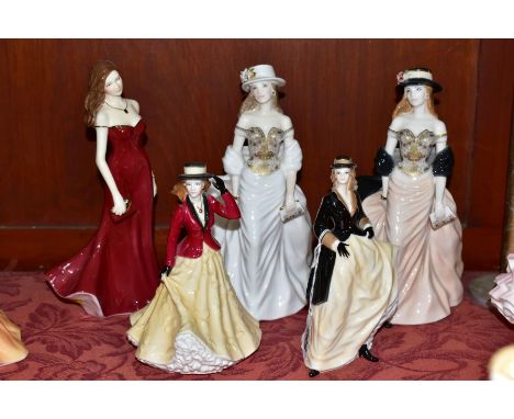 FIVE ROYAL WORCESTER FIGURES, comprising two from High Society 'Equestrian' and 'Knightsbridge', 'Just for You', 'Kirsty' (Go