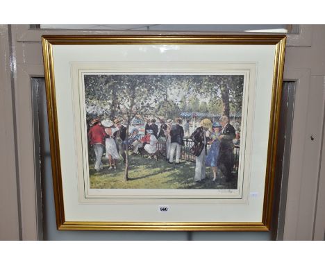 SHERREE VALENTINE DAINES (BRITISH 1959), a limited edition Henley Regatta print 213/850, signed to lower margin, mounted, fra