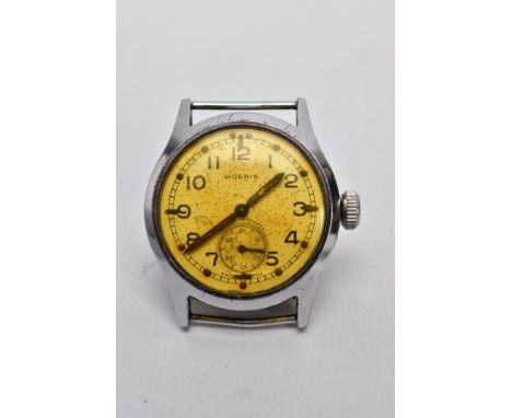 A GENTS 'MOERIS' MILITARY WRISTWATCH, hand wound movement, round dial signed 'Moeris', Arabic numerals, seconds subsidiary di