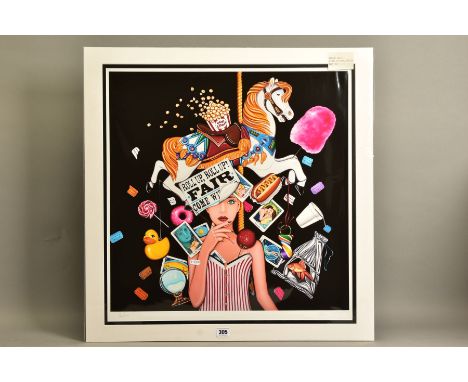 MARIE LOUISE WRIGHTSON (BRITISH CONTEMPORARY) 'A FAIR ATTRACTION' a limited edition print of a female figure and fairground f