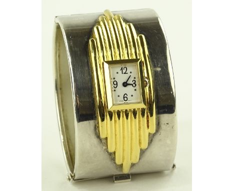 A designer bangle wristwatch, case marked A Durante, bangle width 38mm, working order.