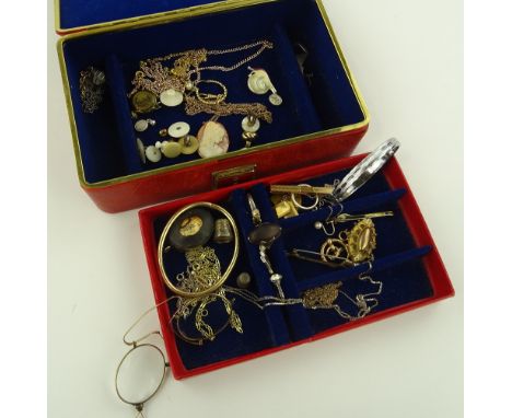 14ct gold and pearl earrings and other Victorian and later jewellery.
