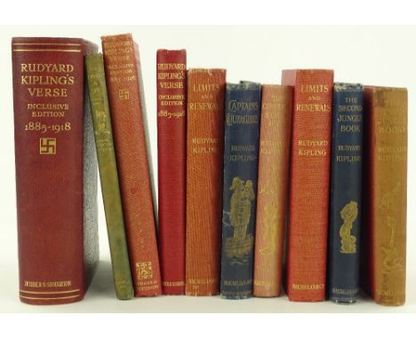 Group of Rudyard Kipling books, including The Second Jungle Book, December 1893, Captain Courageous, January 1897, The Two Ju