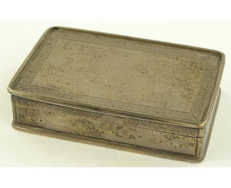 An early Victorian engine turned silver snuff box, by Francis Clark, Birmingham 1839, length 9.1cm, 5.8oz.