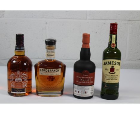 Longbranch Bourbon Whiskey 700ml, Jameson Irish Whiskey 700ml, Lossit Blended Malt Scotch Whisky 700ml, Chivas Regal 12yr Ble