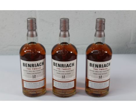 Three Benriach The Twelve Speyside 12yr Single Malt Scotch Whiskey 3 x 700ml.