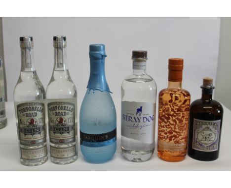 Two Portobello Road London Dry Gin 2 x 500ml, Monkey 47 Dry Gin 500ml, Stray Dog Wild Gin 750ml, Silent Pool Rare Citrus Gin 