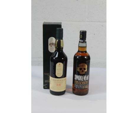 Lagavulin Islay Single Malt 16yr Scotch Whisky 700ml, Smokehead Islay Single Malt Scotch Whisky 700ml.