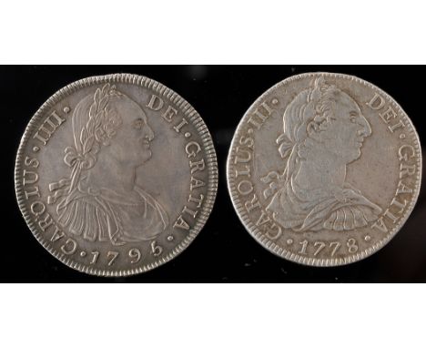 Mexico & Reales 1778, FF.  Trace of mount at top, otherwise F-VF; and Guatemala & Reales 1795, NG-M.  Near EF.