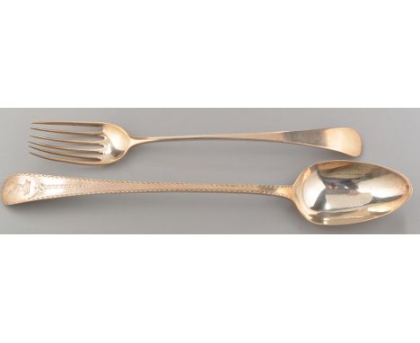 A George III silver gravy spoon, by Thomas Northcote, London 1779, Old English pattern with bright-cut decoration and stag cr
