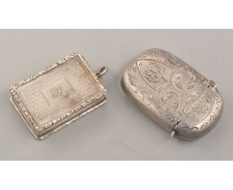A Victorian silver engine turned vinaigrette, by Edward Smith, Birmingham 1840, rectangular with foliate border, engraved ini