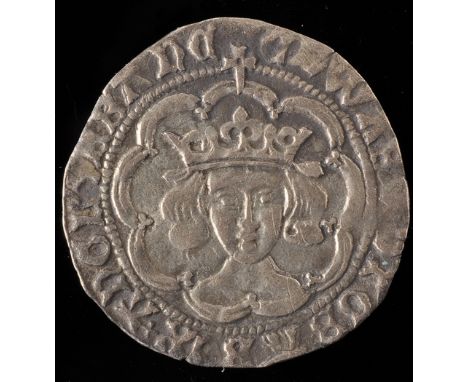 Edward IV groat, First Reign, light coinage, M.M. Long Cross Fitchee/Sun, c.1469-70, S.2002, N.1578, 26.42mm, 3.0g.  About VF