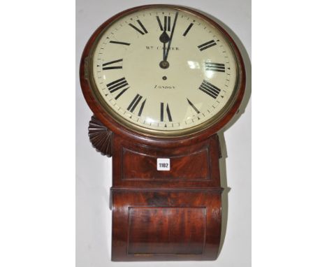 William Carter, London: an early 19th Century mahogany wall timepiece, the circular painted roman dial with single fusee move